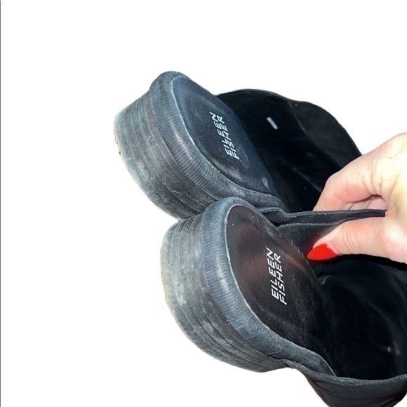 Eileen Fisher Blog Black Leather Slip On‎ Mule Slides - Picture 5 of 8
